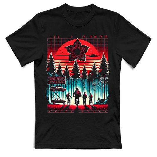 T-Shirt Unisex Adulti e Bambini Stranger Things Bike To Upside Down
