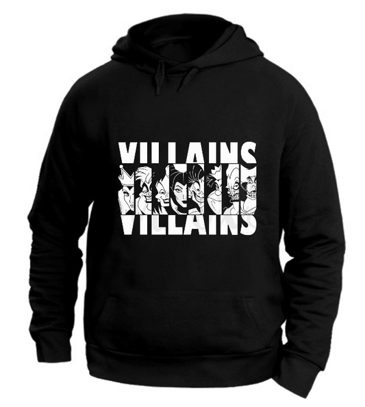 FELPA CON CAPPUCCIO UNISEX ADULTI E BAMBINI VILLAINS
