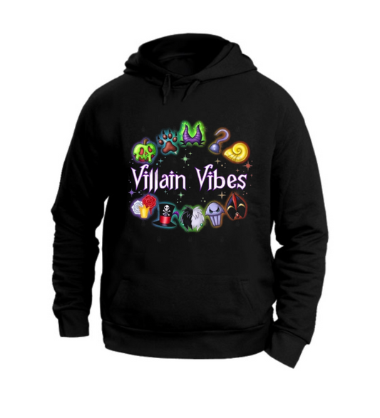 FELPA CON CAPPUCCIO UNISEX ADULTI E BAMBINI VILLAIN VIBES