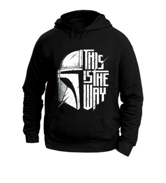 FELPA CON CAPPUCCIO UNISEX ADULTI E BAMBINI THIS IS THE WAY WHITE