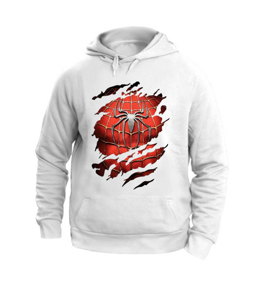 FELPA CON CAPPUCCIO UNISEX ADULTI E BAMBINI SPIDERMAN SCRATCH